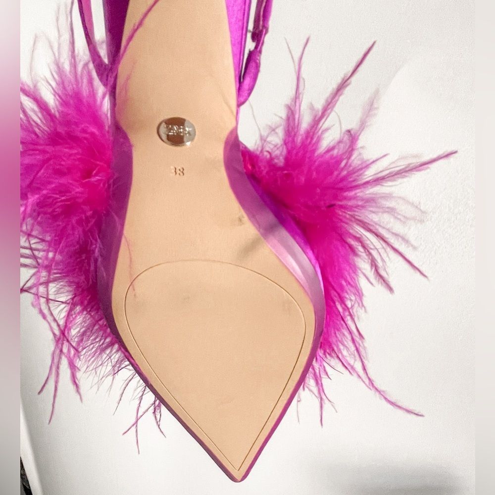 ❤️‍🔥Zara feathered fabric heeled shoes 038/42 - Picture 16 of 16